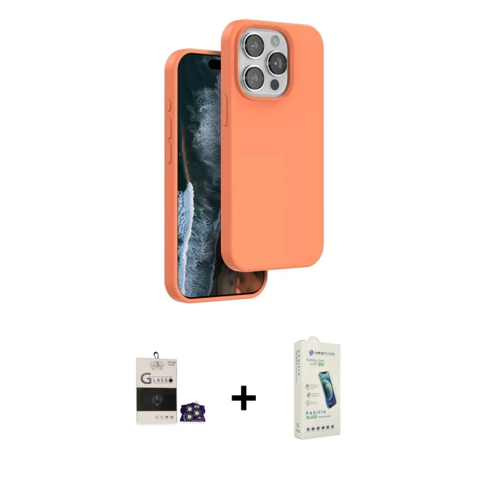 MARSİLYAN™- iPhone 14 Pro Max Kılıf Kıvılcım Çizgi Serisi - Şeffaf Pasifik Cam Ekran Koruyucu + Bilvis Titan Kamera Lens - GS