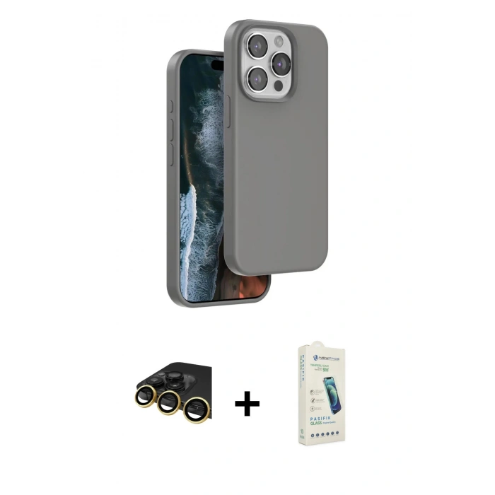 MARSİLYAN™- iPhone 14 Pro Max Kılıf Kıvılcım Çizgi Serisi - Şeffaf Pasifik Cam Ekran Koruyucu + Raze Metal Kamera Lens - GD