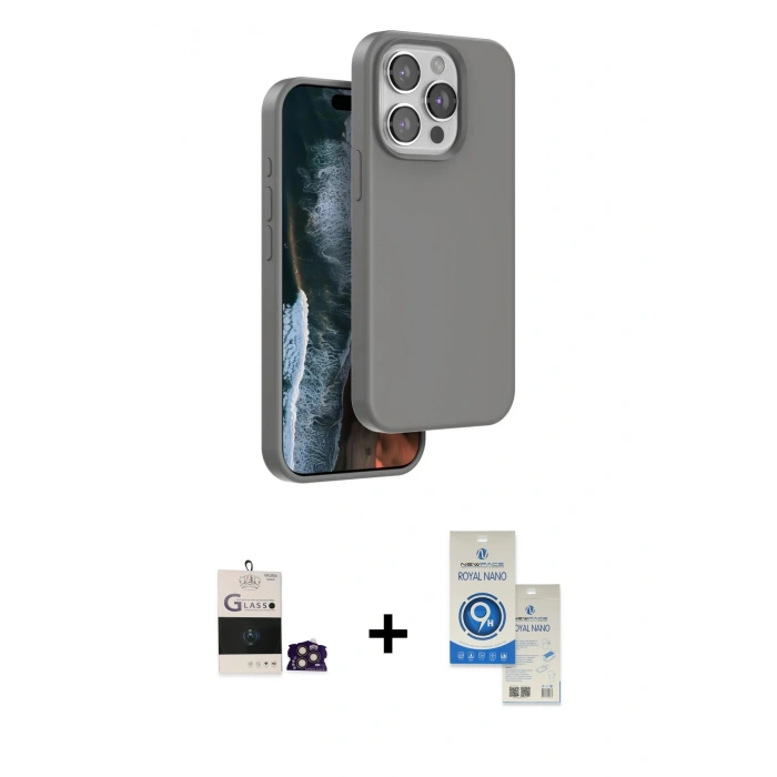 MARSİLYAN™- iPhone 14 Pro Max Kılıf Kıvılcım Çizgi Serisi - Şeffaf Royal Nano Ekran Koruyucu + Bilvis Titan Kamera Lens - GD
