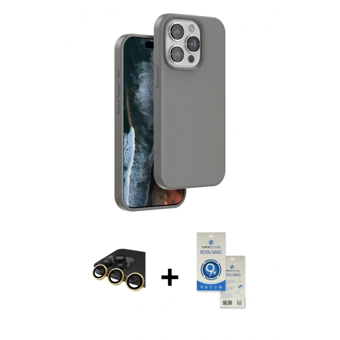 MARSİLYAN™- iPhone 14 Pro Max Kılıf Kıvılcım Çizgi Serisi - Şeffaf Royal Nano Ekran Koruyucu + Raze Metal Kamera Lens - GD