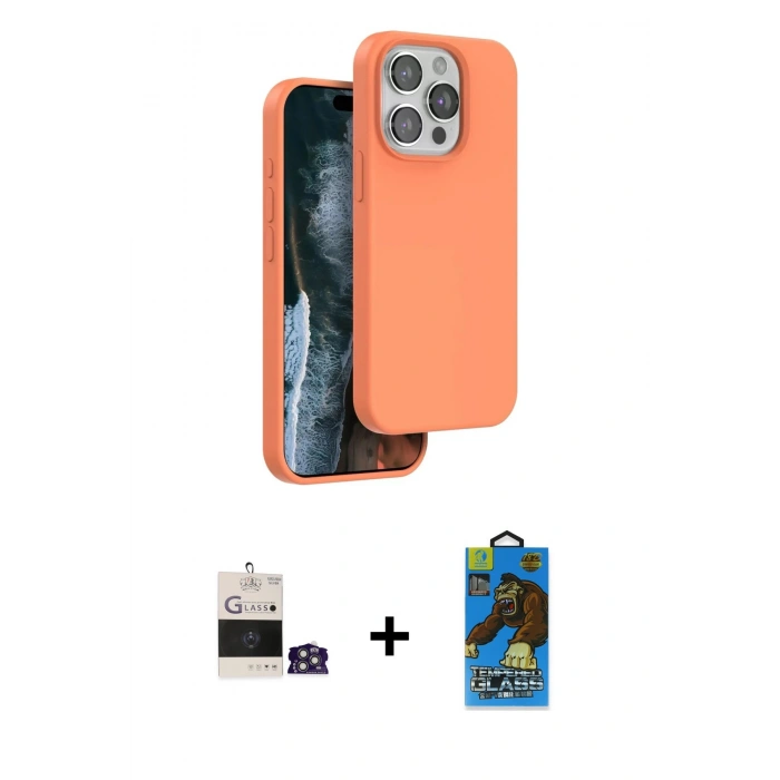MARSİLYAN™- iPhone 14 Pro Max Kılıf Kıvılcım Çizgi Serisi - Siyah 18D Cam Ekran Koruyucu + Bilvis Titan Kamera Lens - GS