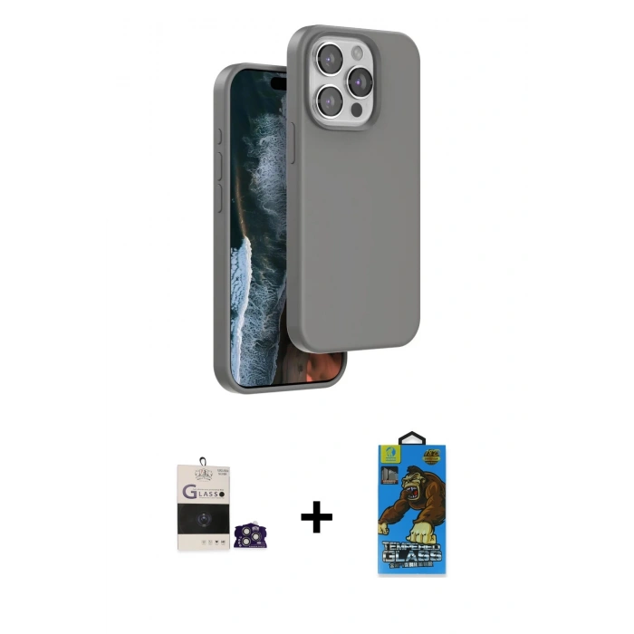 MARSİLYAN™- iPhone 14 Pro Max Kılıf Kıvılcım Çizgi Serisi - Siyah 18D Cam Ekran Koruyucu + Bilvis Titan Kamera Lens - GS