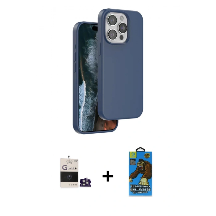 MARSİLYAN™- iPhone 14 Pro Max Kılıf Kıvılcım Çizgi Serisi - Siyah 18D Cam Ekran Koruyucu + Bilvis Titan Kamera Lens - GS