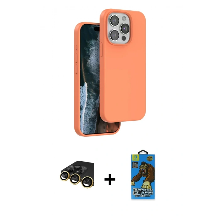 MARSİLYAN™- iPhone 14 Pro Max Kılıf Kıvılcım Çizgi Serisi - Siyah 18D Cam Ekran Koruyucu + Raze Metal Kamera Lens - GD