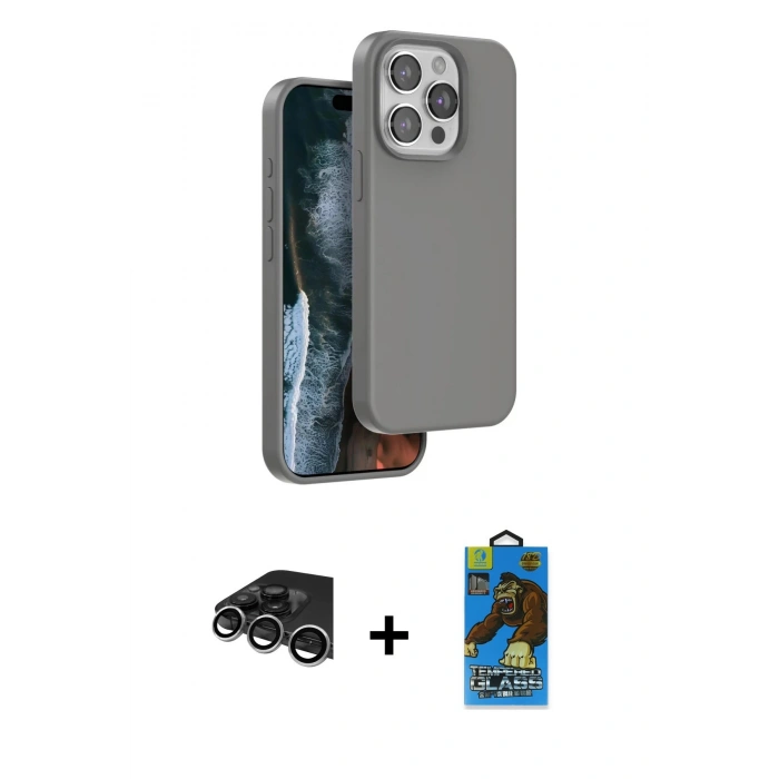 MARSİLYAN™- iPhone 14 Pro Max Kılıf Kıvılcım Çizgi Serisi - Siyah 18D Cam Ekran Koruyucu + Raze Metal Kamera Lens - GS