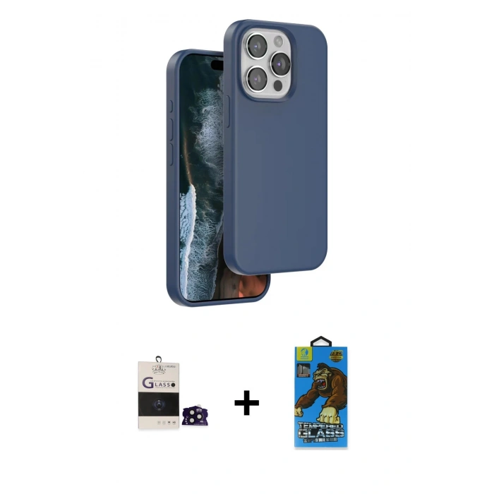 MARSİLYAN™- iPhone 14 Pro Max Kılıf Kıvılcım Çizgi Serisi - Siyah 18D Cam Ekran Koruyucu + Bilvis Titan Kamera Lens - SH