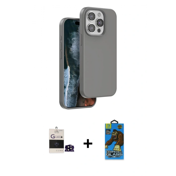 MARSİLYAN™- iPhone 14 Pro Max Kılıf Kıvılcım Çizgi Serisi - Siyah 18D Cam Ekran Koruyucu + Bilvis Titan Kamera Lens - SH