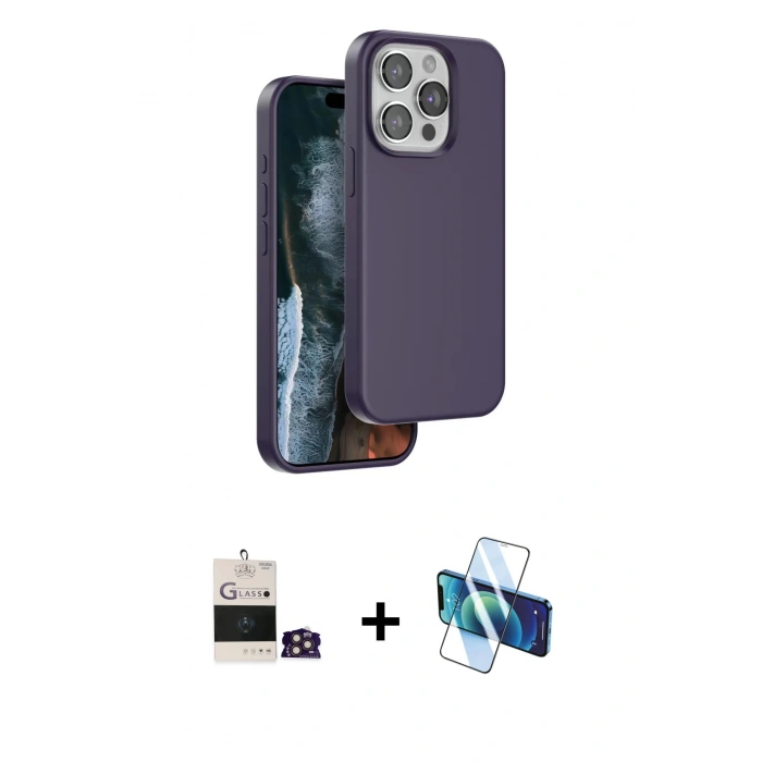 MARSİLYAN™- iPhone 14 Pro Max Kılıf Kıvılcım Çizgi Serisi - Siyah 3D Antistatik Cam Ekran Koruyucu + Bilvis Titan Kamera Lens - GD