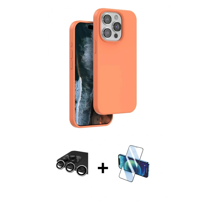 MARSİLYAN™- iPhone 14 Pro Max Kılıf Kıvılcım Çizgi Serisi - Siyah 3D Antistatik Cam Ekran Koruyucu + Raze Metal Kamera Lens - GS