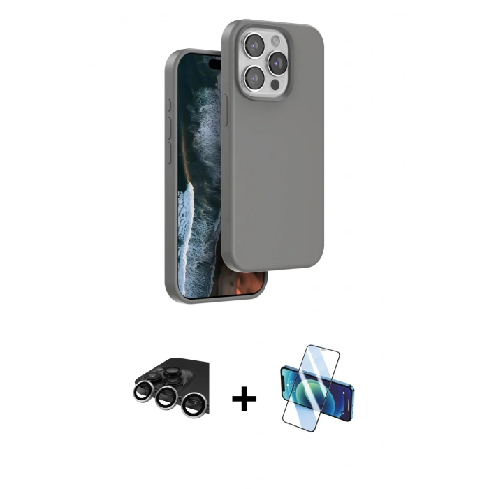 MARSİLYAN™- iPhone 14 Pro Max Kılıf Kıvılcım Çizgi Serisi - Siyah 3D Antistatik Cam Ekran Koruyucu + Raze Metal Kamera Lens - GS