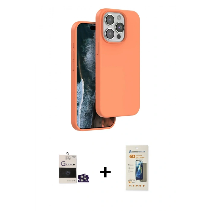 MARSİLYAN™- iPhone 14 Pro Max Kılıf Kıvılcım Çizgi Serisi - Siyah 6D Mat Seramik Hayalet Nano Ekran Koruyucu + Bilvis Titan Kamera Lens - GS