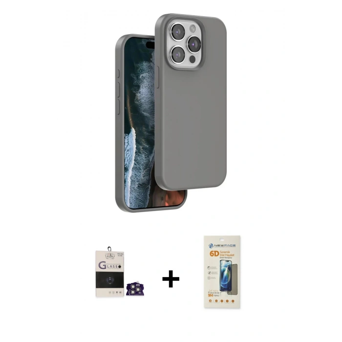 MARSİLYAN™- iPhone 14 Pro Max Kılıf Kıvılcım Çizgi Serisi - Siyah 6D Mat Seramik Hayalet Nano Ekran Koruyucu + Bilvis Titan Kamera Lens - GS