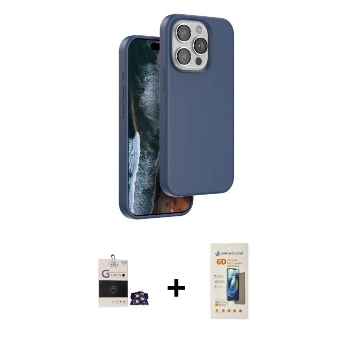 MARSİLYAN™- iPhone 14 Pro Max Kılıf Kıvılcım Çizgi Serisi - Siyah 6D Mat Seramik Hayalet Nano Ekran Koruyucu + Bilvis Titan Kamera Lens - GS