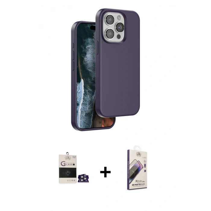 MARSİLYAN™- iPhone 14 Pro Max Kılıf Kıvılcım Çizgi Serisi - Siyah Bilvis 3D Mat Cam Ekran Koruyucu + Bilvis Titan Kamera Lens - GS