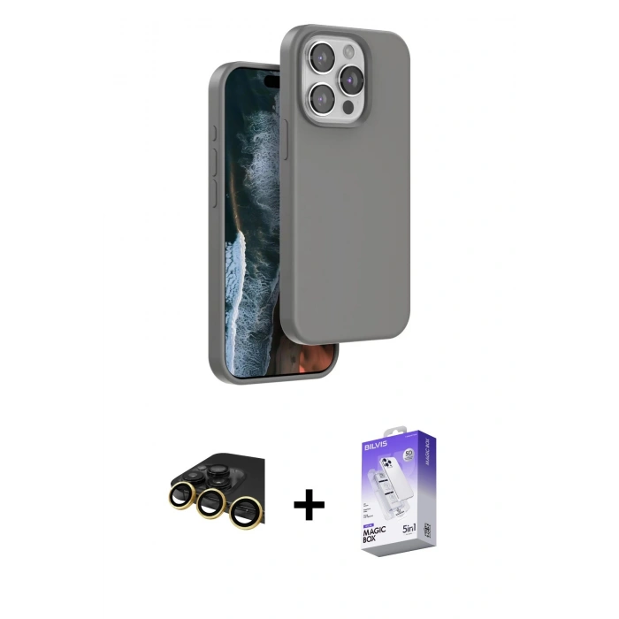 MARSİLYAN™- iPhone 14 Pro Max Kılıf Kıvılcım Çizgi Serisi - Siyah Bilvis 5in1 3D Magic Cam Ekran Koruyucu + Raze Metal Kamera Lens - GD