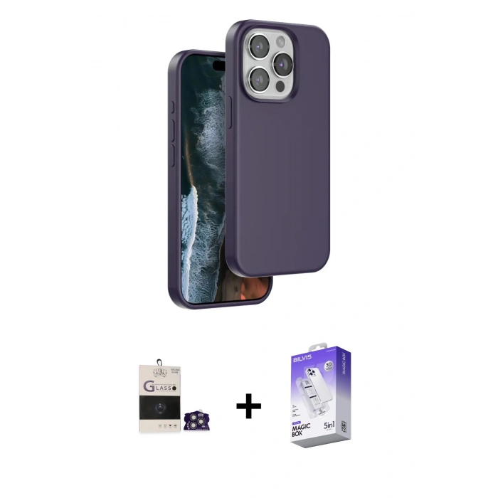 MARSİLYAN™- iPhone 14 Pro Max Kılıf Kıvılcım Çizgi Serisi - Siyah Bilvis 5in1 3D Magic Cam Ekran Koruyucu + Bilvis Titan Kamera Lens - GS