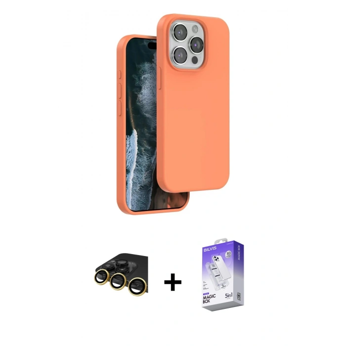 MARSİLYAN™- iPhone 14 Pro Max Kılıf Kıvılcım Çizgi Serisi - Siyah Bilvis 5in1 3D Magic Cam Ekran Koruyucu + Raze Metal Kamera Lens - GD
