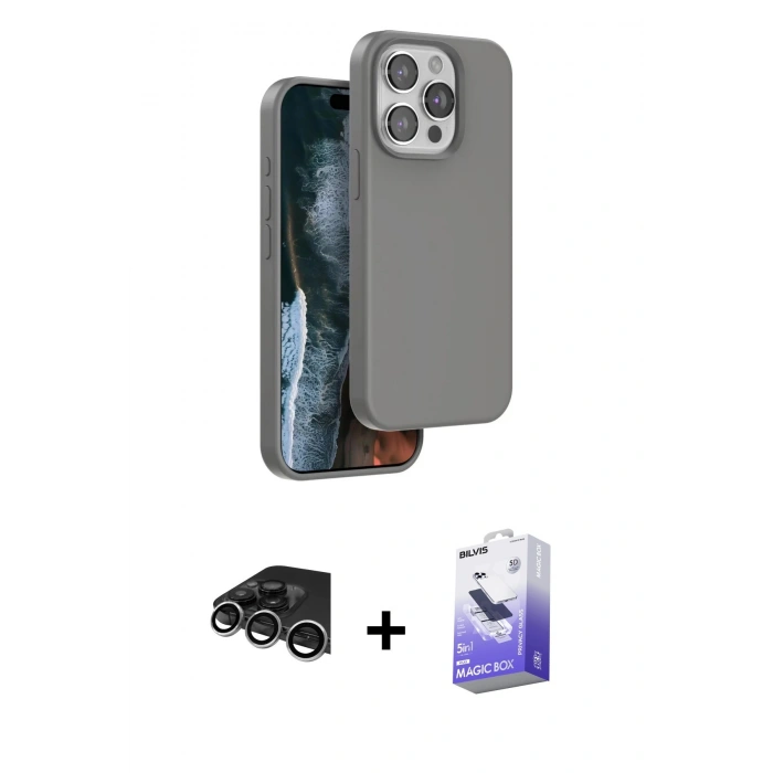 MARSİLYAN™- iPhone 14 Pro Max Kılıf Kıvılcım Çizgi Serisi - Siyah Bilvis 5in1 5D Magic Hayalet Cam Ekran Koruyucu + Raze Metal Kamera Lens - GS