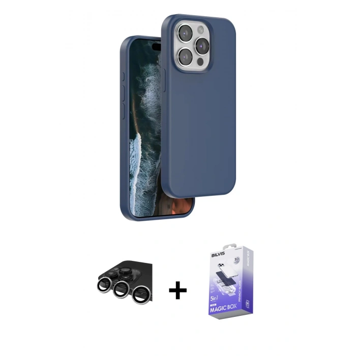 MARSİLYAN™- iPhone 14 Pro Max Kılıf Kıvılcım Çizgi Serisi - Siyah Bilvis 5in1 5D Magic Hayalet Cam Ekran Koruyucu + Raze Metal Kamera Lens - GS