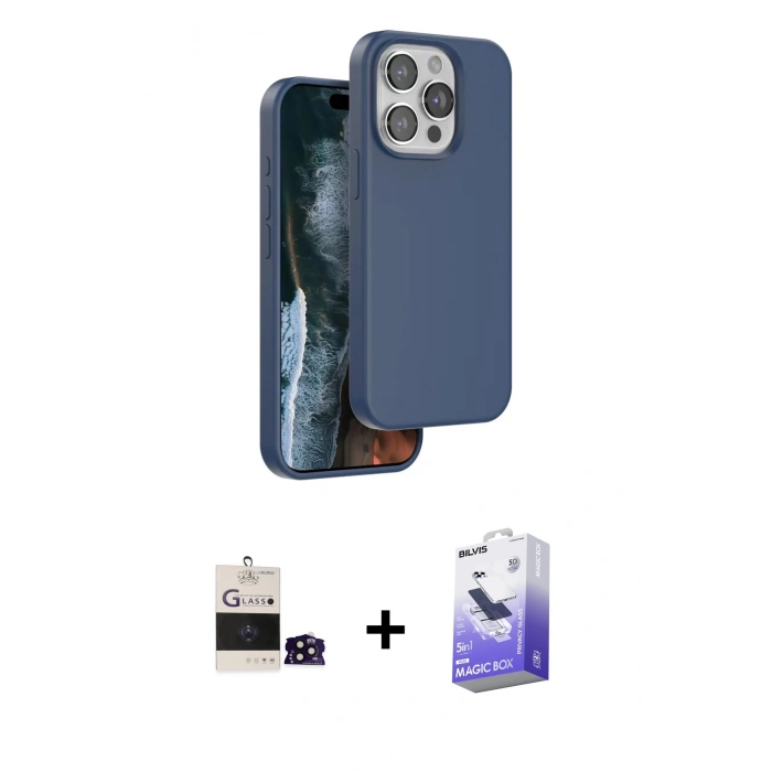 MARSİLYAN™- iPhone 14 Pro Max Kılıf Kıvılcım Çizgi Serisi - Siyah Bilvis 5in1 5D Magic Hayalet Cam Ekran Koruyucu + Bilvis Titan Kamera Lens - SH