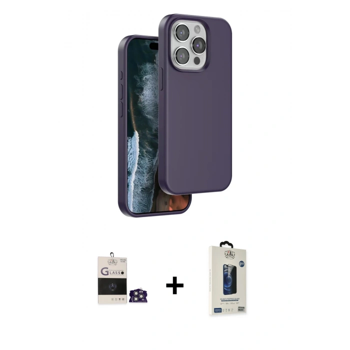 MARSİLYAN™- iPhone 14 Pro Max Kılıf Kıvılcım Çizgi Serisi - Siyah Bilvis Hayalet Cam Ekran Koruyucu + Bilvis Titan Kamera Lens - GS