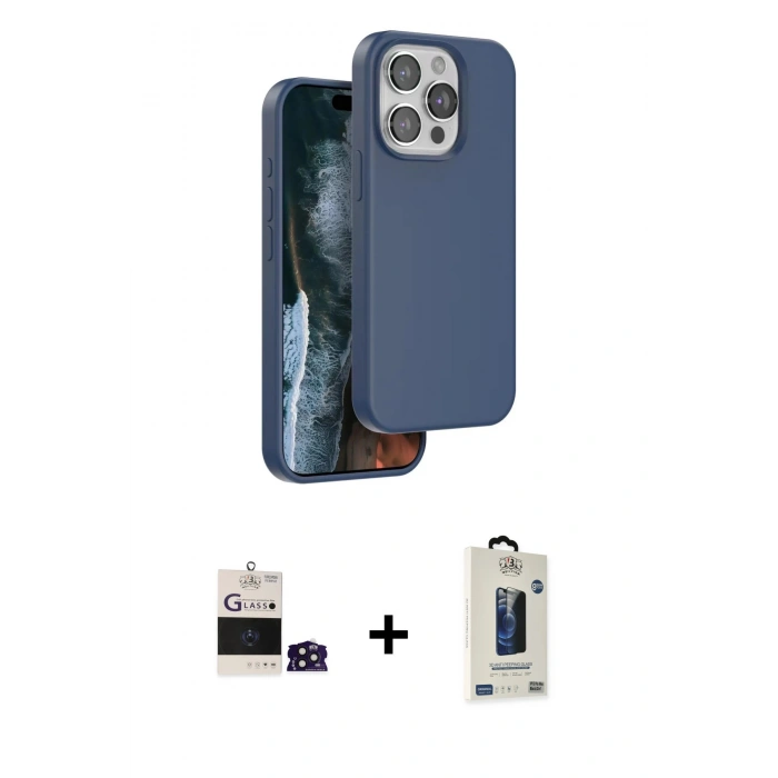 MARSİLYAN™- iPhone 14 Pro Max Kılıf Kıvılcım Çizgi Serisi - Siyah Bilvis Hayalet Cam Ekran Koruyucu + Derin Mor Bilvis Titan Kamera Lens
