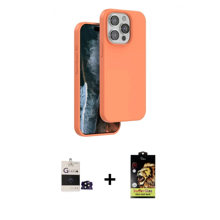 MARSİLYAN™- iPhone 14 Pro Max Kılıf Kıvılcım Çizgi Serisi - Siyah Buffer Cam Ekran Koruyucu + Bilvis Titan Kamera Lens - SH