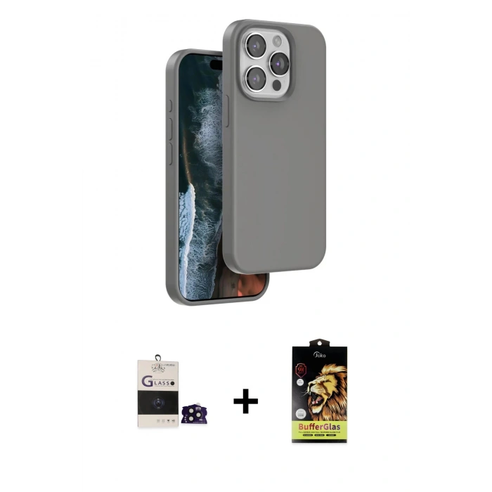 MARSİLYAN™- iPhone 14 Pro Max Kılıf Kıvılcım Çizgi Serisi - Siyah Buffer Cam Ekran Koruyucu + Bilvis Titan Kamera Lens - SH