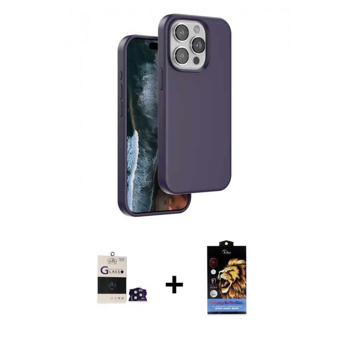 MARSİLYAN™- iPhone 14 Pro Max Kılıf Kıvılcım Çizgi Serisi - Siyah Buffer Hayalet Cam Ekran Koruyucu + Bilvis Titan Kamera Lens - DNMR