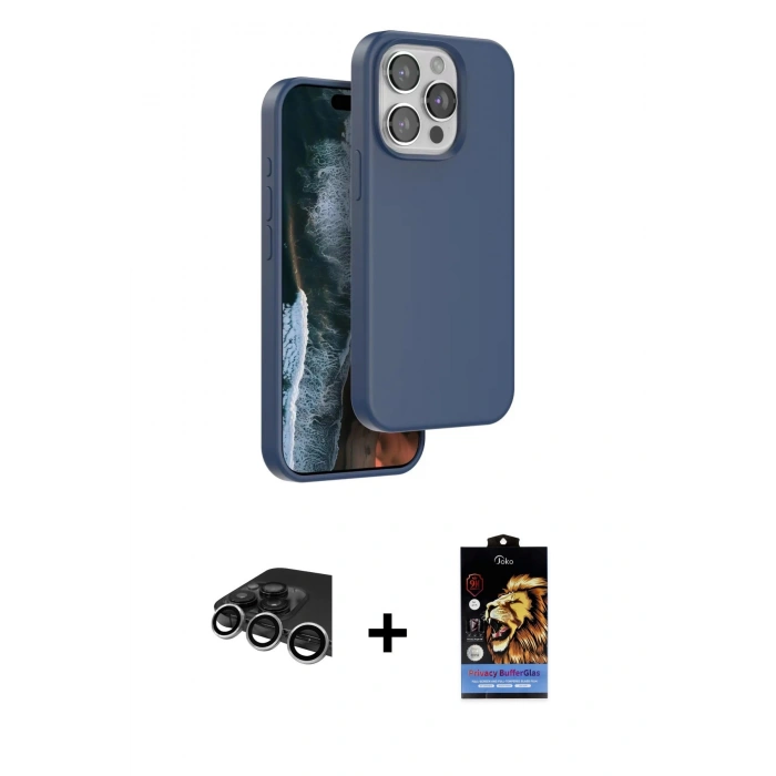 MARSİLYAN™- iPhone 14 Pro Max Kılıf Kıvılcım Çizgi Serisi - Siyah Buffer Hayalet Cam Ekran Koruyucu + Raze Metal Kamera Lens - GS
