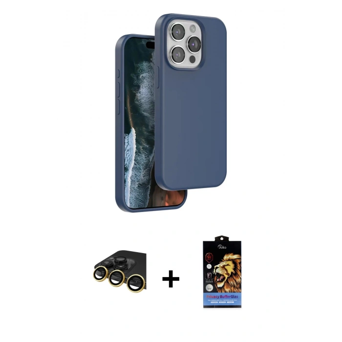 MARSİLYAN™- iPhone 14 Pro Max Kılıf Kıvılcım Çizgi Serisi - Siyah Buffer Hayalet Cam Ekran Koruyucu + Raze Metal Kamera Lens - GD