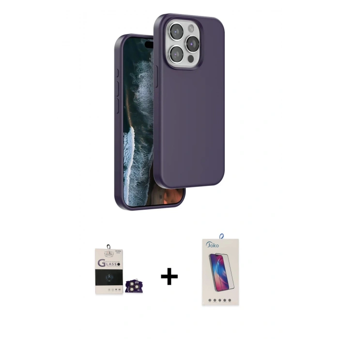 MARSİLYAN™- iPhone 14 Pro Max Kılıf Kıvılcım Çizgi Serisi - Siyah Joko 5D Cam + Bilvis Titan Kamera Lens - GD