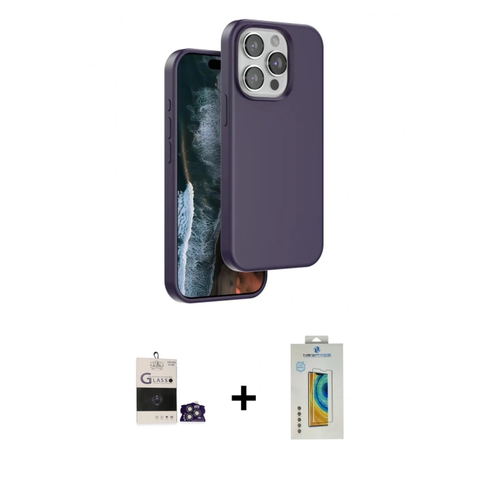 MARSİLYAN™- iPhone 14 Pro Max Kılıf Kıvılcım Çizgi Serisi - Siyah Polymer Nano Ekran Koruyucu + Bilvis Titan Kamera Lens - GS