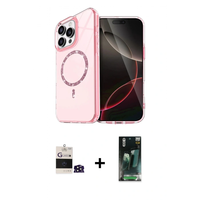 MARSİLYAN™- iPhone 14 Pro Max Kılıf Kıvılcım Form Prime - Şeffaf 360 Full Body Arka Koruyucu + Bilvis Titan Kamera Lens - DNMR