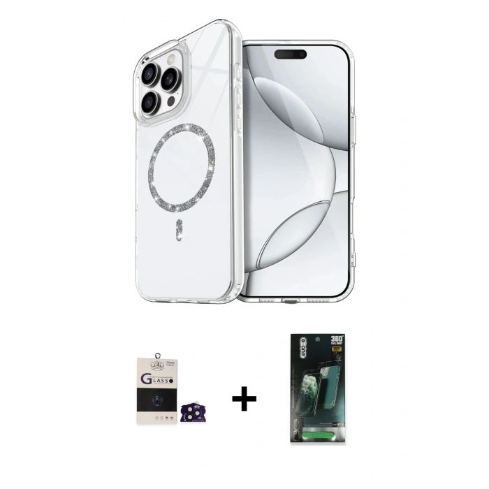 MARSİLYAN™- iPhone 14 Pro Max Kılıf Kıvılcım Form Prime - Şeffaf 360 Full Body Arka Koruyucu + Bilvis Titan Kamera Lens - DNMR