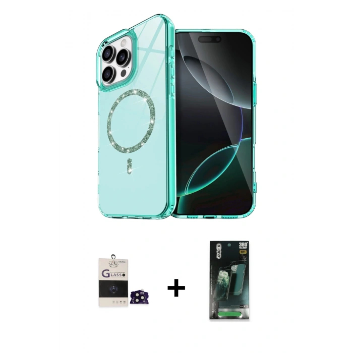 MARSİLYAN™- iPhone 14 Pro Max Kılıf Kıvılcım Form Prime - Şeffaf 360 Full Body Arka Koruyucu + Bilvis Titan Kamera Lens - SH