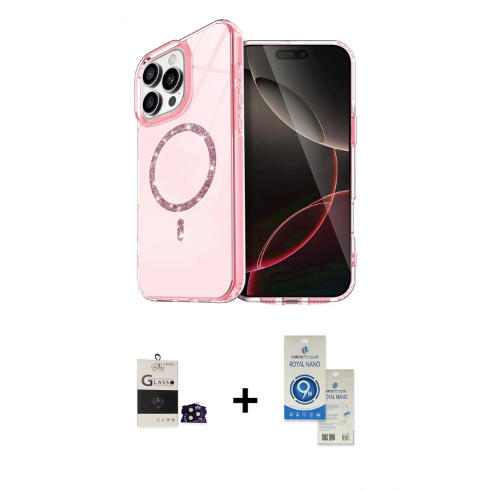 MARSİLYAN™- iPhone 14 Pro Max Kılıf Kıvılcım Form Prime - Şeffaf Royal Nano Ekran Koruyucu + Bilvis Titan Kamera Lens - SH