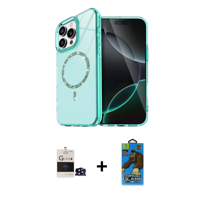 MARSİLYAN™- iPhone 14 Pro Max Kılıf Kıvılcım Form Prime - Siyah 18D Cam Ekran Koruyucu + Bilvis Titan Kamera Lens - SH