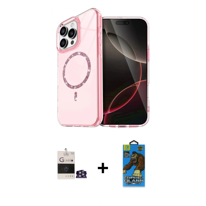 MARSİLYAN™- iPhone 14 Pro Max Kılıf Kıvılcım Form Prime - Siyah 18D Cam Ekran Koruyucu + Bilvis Titan Kamera Lens - GS