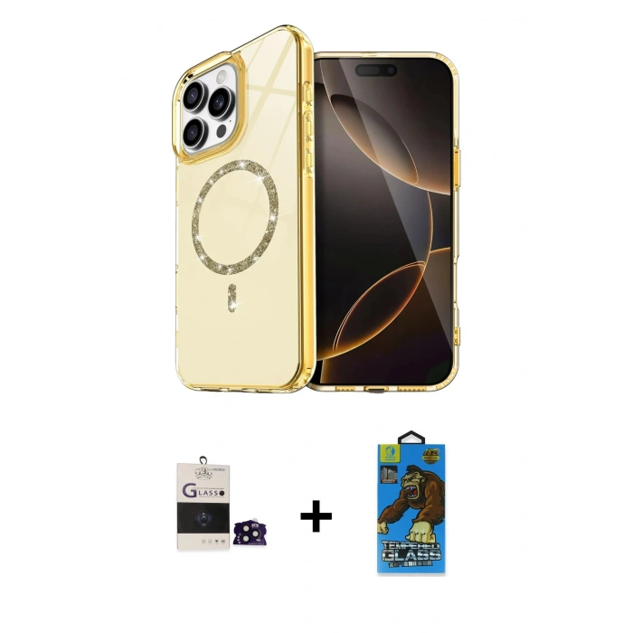 MARSİLYAN™- iPhone 14 Pro Max Kılıf Kıvılcım Form Prime - Siyah 18D Cam Ekran Koruyucu + Bilvis Titan Kamera Lens - SH