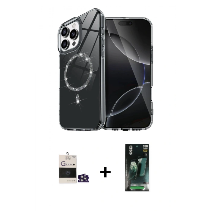 MARSİLYAN™- iPhone 14 Pro Max Kılıf Kıvılcım Form Prime - Siyah 360 Mat Full Body Arka Koruyucu + Bilvis Titan Kamera Lens - GS