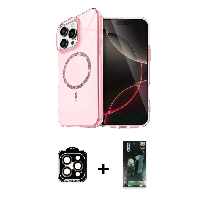 MARSİLYAN™- iPhone 14 Pro Max Kılıf Kıvılcım Form Prime - Siyah 360 Mat Full Body Arka Koruyucu + PVD Metal Kamera Lens - TU