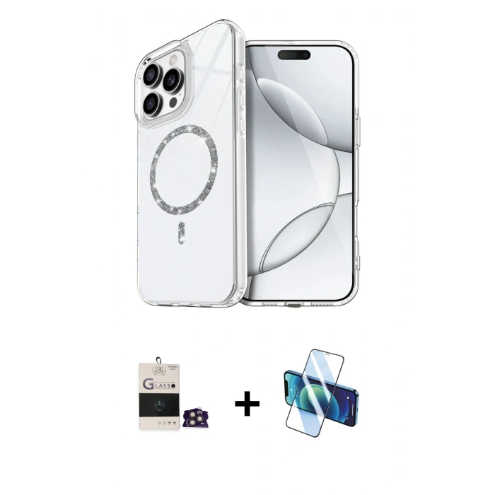 MARSİLYAN™- iPhone 14 Pro Max Kılıf Kıvılcım Form Prime - Siyah 3D Antistatik Cam Ekran Koruyucu + Bilvis Titan Kamera Lens - GD