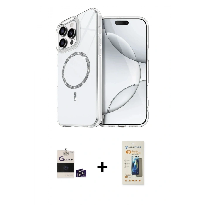 MARSİLYAN™- iPhone 14 Pro Max Kılıf Kıvılcım Form Prime - Siyah 6D Mat Seramik Hayalet Nano Ekran Koruyucu + Derin Mor Bilvis Titan Kamera Lens