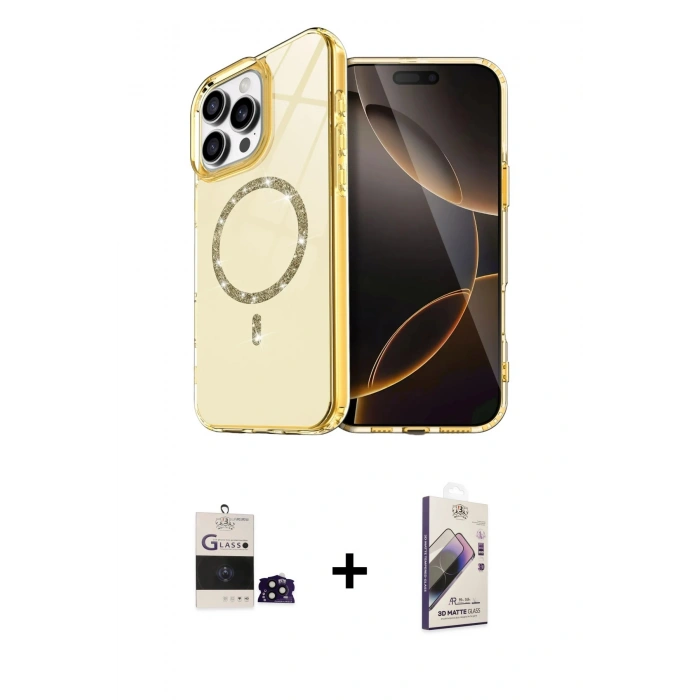 MARSİLYAN™- iPhone 14 Pro Max Kılıf Kıvılcım Form Prime - Siyah Bilvis 3D Mat Cam Ekran Koruyucu + Bilvis Titan Kamera Lens - SH