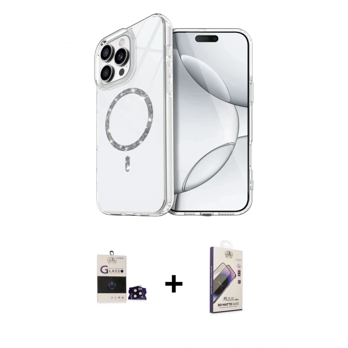 MARSİLYAN™- iPhone 14 Pro Max Kılıf Kıvılcım Form Prime - Siyah Bilvis 3D Mat Cam Ekran Koruyucu + Bilvis Titan Kamera Lens - SH