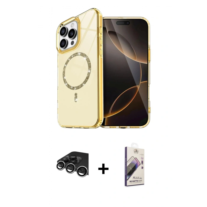 MARSİLYAN™- iPhone 14 Pro Max Kılıf Kıvılcım Form Prime - Siyah Bilvis 3D Mat Cam Ekran Koruyucu + Raze Metal Kamera Lens - GS