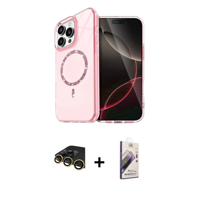 MARSİLYAN™- iPhone 14 Pro Max Kılıf Kıvılcım Form Prime - Siyah Bilvis 3D Mat Cam Ekran Koruyucu + Raze Metal Kamera Lens - GD