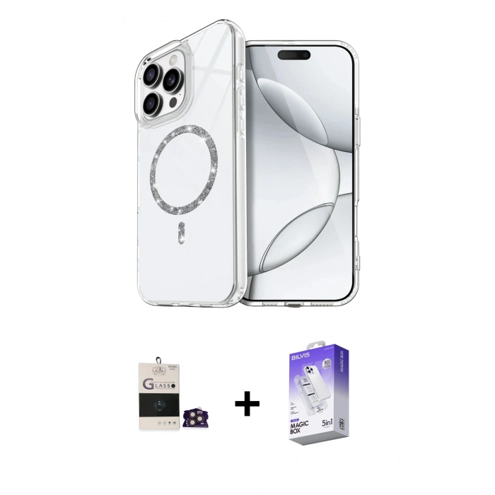 MARSİLYAN™- iPhone 14 Pro Max Kılıf Kıvılcım Form Prime - Siyah Bilvis 5in1 3D Magic Cam Ekran Koruyucu + Bilvis Titan Kamera Lens - GD