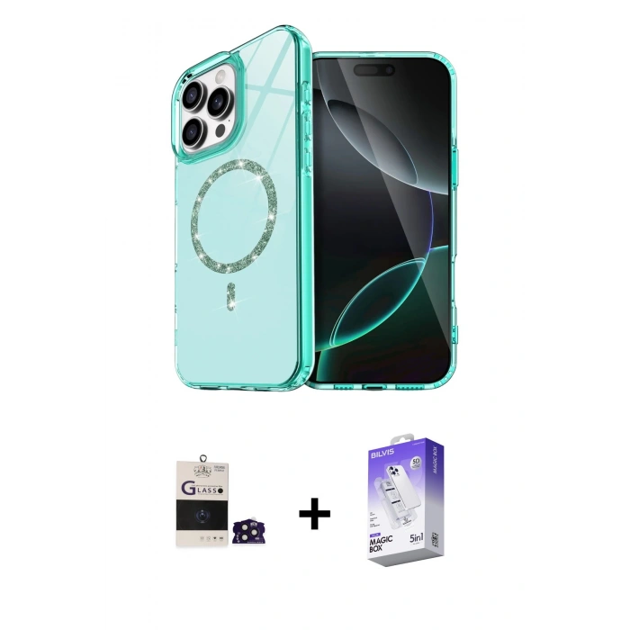 MARSİLYAN™- iPhone 14 Pro Max Kılıf Kıvılcım Form Prime - Siyah Bilvis 5in1 3D Magic Cam Ekran Koruyucu + Bilvis Titan Kamera Lens - DNMR